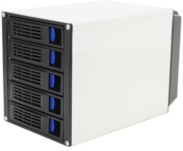 CDZHLTG 5 Bay 3 x 5.25 Drive Bays Hard Disk Enclosure HDD Hot Swap Cage Mobile Rack for 5 x SATA 3.5 HDD, 5 x SATA 2.5 HDD, SAS HDD