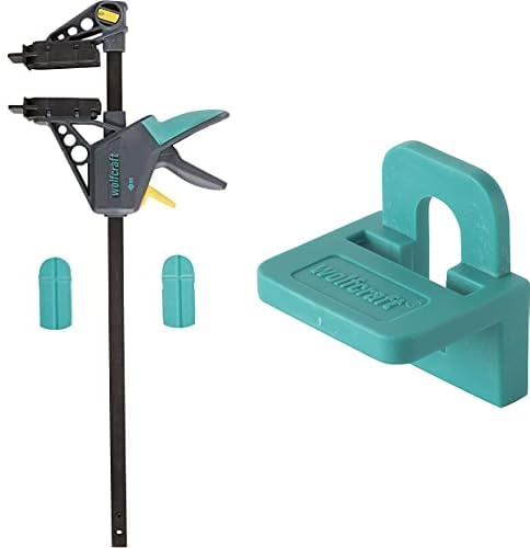 Bundle of wolfcraft Installation Clamp for Deck Boards I 6985000 I for aligning Deck Boards + wolfcraft 10 Spacing Guides I 6986000 I for Uniform Spaces Between The Deck Boards