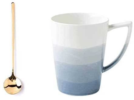 TLOKIXA Coffee Mug, Mug Cup Gift,Aesthetic Mug, Mug Cup Coffee Cup Gradient Color Ceramic Mug and Spoon Set,Microwaveable Multifunctional Coffee Cup,350ML Drink Cup Coffee Mug Tea Cup