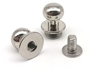 KXJSYL Tool 10 Stück massives Messing Kupfer runder Kugelkopf Leder Handwerk Tasche Geldbörse Gürtel Schraube zurück Nagel Niet Schraube Nippel Stud Spot(Silver,Head Diameter 7mm)