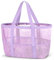 ONCCI Strandtasche Damen Strandtasche XXL Familie, Mesh Beach Bag Shopper Damen Tote Bag für Strand Reisen Einkaufen Picknick und Alltag (Lila)