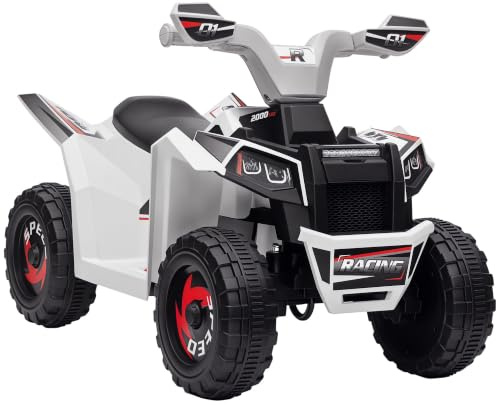 HOMCOM 6V Elektro Kinderquad 2,5 km/h Vorwärts-, Rückwärtsfunktion Weiß | Mini Elektroquad, Elektrofahrzeug, Kinderfahrzeug, Elektrisch Kinder Quad, Elektroauto für Kinder 1,5-3 Jahre