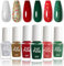 DMQ Christmas Nail Polish Sets - 6 Colors Glitter Red Green Silver Gold Nail Varnish Kit, Quick Dry Long Lasting Christmas Nail Gel Polish Nail Art Manicure DIY Gifts for Women