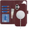 Zouzt Case for iPhone 16 6.1 Inch, 2 in 1 Detachable Wallet with Card Holder for MagSafe Magnetic Wireless Charging Premium PU Leather Flip Folio Kickstand Shockproof Cover Women Men, Burgundy