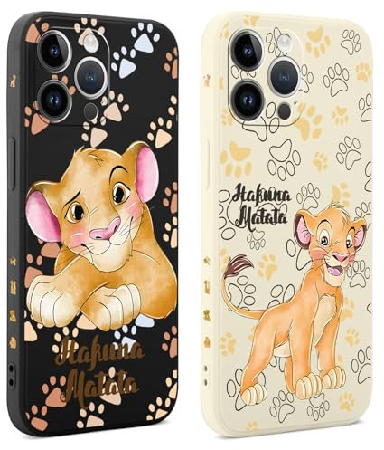 nurkorki 2 Stück Handyhülle für Apple iPhone 15 6.1, Niedlich Anime TPU Silikon Weich Schutzhülle mit Cartoon Löwe Tier Muster Design Manga Mode Stoßfeste Kratzfest Case für iPhone 15, Schwarz