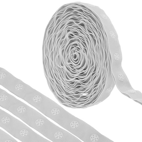 QUARKZMAN 4 Yard Snap Button Tape zum Nähen, Baumwoll-Snap-Button-Borte Schnellverschluss-Schnallenband für Kleidung Stoff DIY Handwerk, Grau