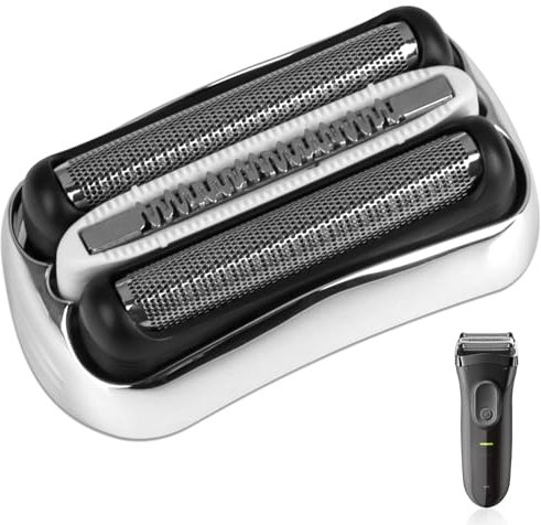 32S Scherkopf Serie 3, Elektrorasierer Ersatzscherteil Kompatibel mit Braun Series 3, Ersatzklingenkopf für Rasierer Herren für 300S 301S 310S 3020S 3030S 3040S 3080S und mehr, 1er Pack, Silber