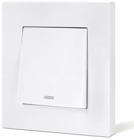 AXFEE Interruptor de luz 1 Gang 1 Vía, Interruptor luz Pared, Interruptor de Pared Interior, Interruptor de Luz de Pared Mecánico, Fácil de Instalar, Incluye Marco, Tapa y Mecanismo, Blanco