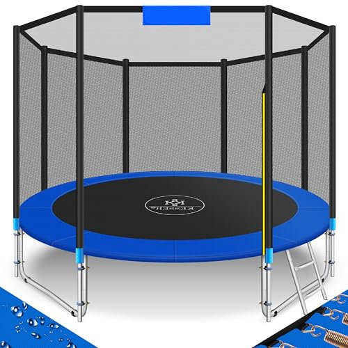 KESSER® Trampolin Outdoor Ø 244/305/366/427 cm Komplettset mit Sicherheitsnetz, Leiter, Randabdeckung & Seitentasche und Montagezubehör | Kindertrampolin Gartentrampolin Belastbarkeit 150 kg
