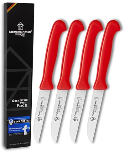 Fachwerk-Messer Küchenmesser 4er Set Schälmesser Gemüsemesser 7,5 cm Klingenlänge Solinger Qualität