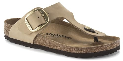 Birkenstock Gizeh Big Buckle Nubuk Leather Sandcastle Schmale Weite