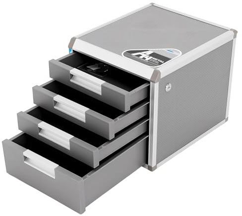 4 Fächer Schubladenbox abschließbar, geschlossenen Schubladen, Dokumentenaufbewahrungsbox, für DIN A4/C4 inkl.