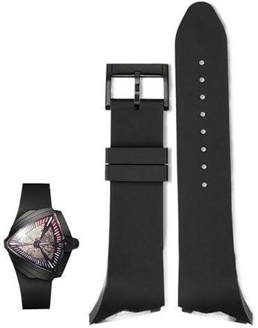 yeziu Für Hamilton Ventura H246150 H246550 H246250 Armband 25mm Gummi Herren Uhrenarmband(Black-Black)