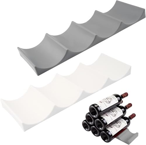 WUBAYI 2 Pack Silicone Wine Bottle Holder - Refrigerator Rack Organizer for Table/Pantry/Bar - Red Wine & Drink Storage Shelf for Fridge Cabinet