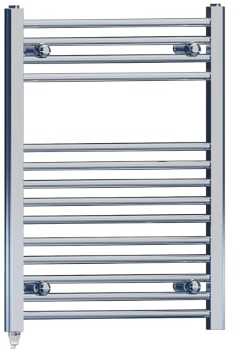 500mm x 750mm Chrome Flat Electric Pre-Filled Towel Rail Radiator For Designer Bathroom Standard Element Stock Clearance