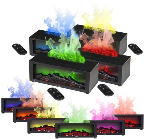 Carlo Milano LED Kamin Licht: 4er-Set Aroma-Diffusor-Kamin, 7-farbige Beleuchtung und Flammen-Effekt (Mini-LED Flammeneffekt, Duftöl Diffuser, 3D)