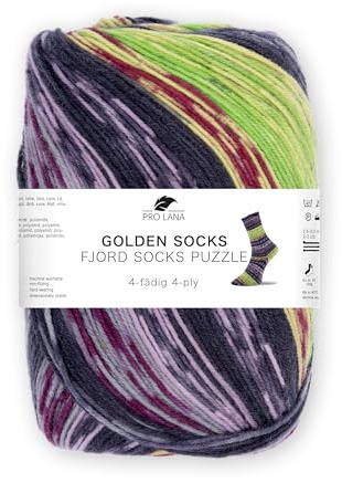 Pro Lana Fjord Socks Puzzle – 100g Sockenwolle mit Farbverlauf, 420m, Strickgarn für Socken, Mützen & Schals (89 | grün/grau)
