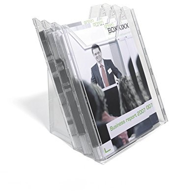 Durable Prospektspender Combiboxx A4 Set L, 3 Fächer, für Tisch- und Wandanwendung, transparent, 858019