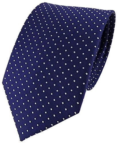 TigerTie Designer Seidenkrawatte in blau dunkelblau silber gepunktet