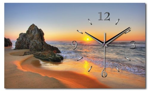 Kreative Feder Designer-Wanduhr Beach - Funkuhr mit modernem Design (Beach, leises Funkuhrwerk)