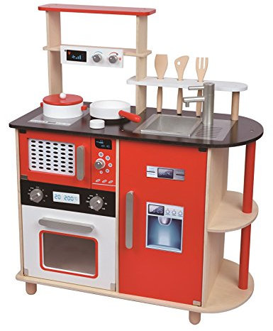 Lelin Wooden Childrens Pretend Play Modern Kitchen Cooking Toy With Pots & Pans