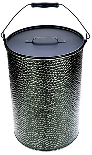 Ascheeimer Eimer mit Deckel schwarz gehämmert