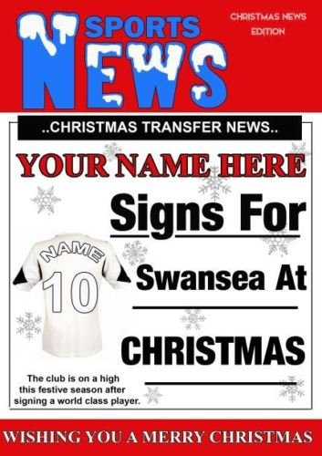 A5 personalisierbar Swansea Weihnachten Football Karte