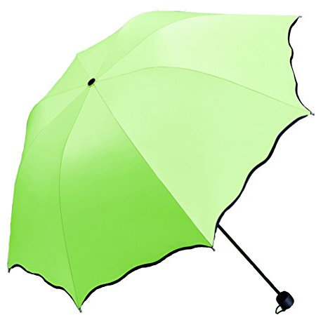 Maibar Regenschirm UV-schutz UPF 50+, Hand Sonnenschirme Taschenschirme Blume Regenschirm für Frauen (Apfelgrün)