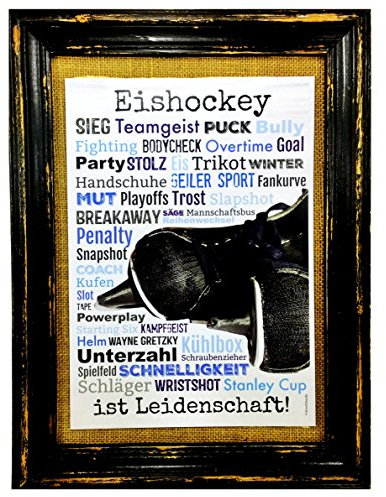 AnneSvea Eishockey ist Leidenschaft! Druck Poster A4 Geschenk Typo Deko Trikot Hockey Trainer Schläger Icehockey