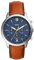 Fossil Neutra uhr für Herren, Chronographenwerk mit Edelstahl- oder Lederarmband, Blau und Braun, 44MM