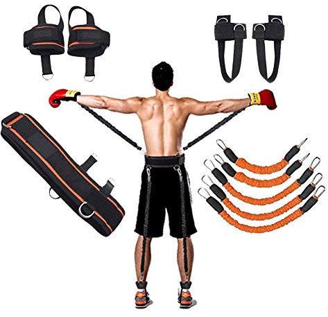 YNXing Strength Training Rope per Boxe, Basket, Scherma Allenamento Resistenza Corda Blu Stretch Cord Tensione Corda Attrezzature per Il Fitness (Kit Arancione)
