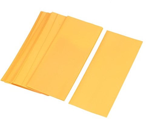 sourcingmap 18650 Battery Wrap PVC Heat Shrink Tubing 29.5mm Flat Width Pre Cut 72mm Yellow Pack of 20