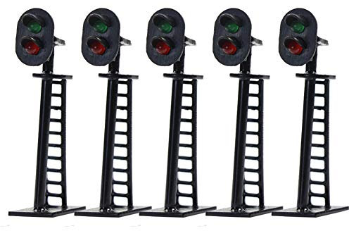 Evemodel 5 pz Modellino Ferroviario 1:150 Traffico Scala N Blocco Segnale Verde/Rosso 4 cm 12V JTD05