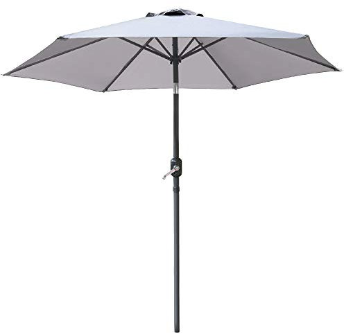 Green Bay 2.5M Round Garden Parasol Umbrella Outdoor Sun Shade for Patio/Beach/Pool Umbrellas with Winding Crank and 38mm Tilt Pole - Grey