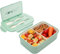 1400ml Caja de Almuerzo de Plástico Verde, Caja de Bento con 3 Compartimentos y Cubiertos (Tenedor y Cuchara), Fiambreras Caja de Alimentos Ideal para Almuerzo y Bocadillos para Niños y Adultos