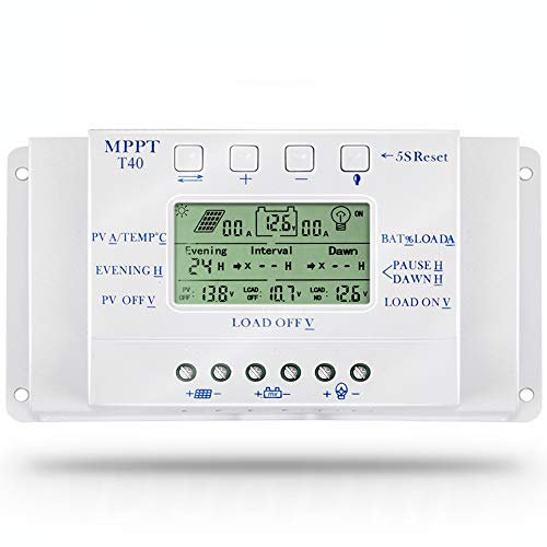 40A MPPT Solar Charge Controller 12V/24V Solar Panel Charge Controller Smart Regulator
