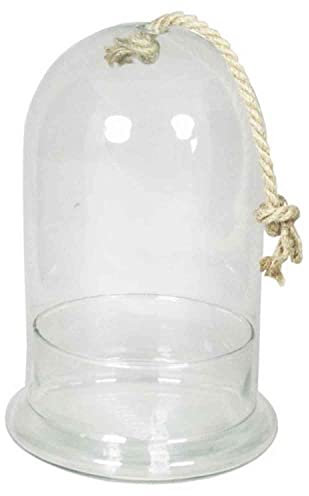 innaGLAS INNA-Glas Cloche de Verre Volta, avec Cordon, Cylindre/Rond, Transparent, 28,5cm, Ø 18cm - Cloche décorative