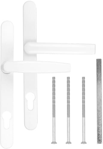 Türgriff/Türdrücker/Türklinke/Drückergarnitur DHS 92mm - Oval - Flachgriff für Rollläden, Farbe:Weiß RAL 9016, Schildbreite:32mm