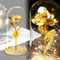 TINYOUTH 24K Golden Rose in Glass Dome, Gold Plated Light Up Flowers Batteries Included Rose Gifts for Women/Her/Mum Wedding Anniversary Valentines Birthday Xmas