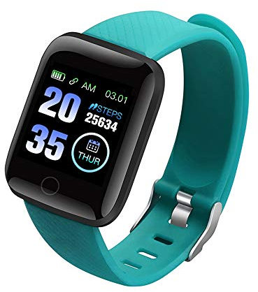 KMKAW Orologio Fitness Braccialetto Intelligente Sportivo Bracciali Inseguitore di Fitness Conteggio dei Passi Frequenza Cardiaca Pressione Sanguigna Monitoraggio del Sonno Impermeabile,Verde
