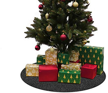 Primaflor - Ideen in Textil Weihnachtsbaum-Unterlage Glimmer Rund - Anthrazit, 100 cm Durchmesser, Tannenbaum-Bodenschutzmatte, Glitzer Event-Teppich