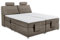 Palermo 2 Boxspringbett 180x200 elektrisch verstellbar, Stone - Bequemes Doppelbett mit dekorativer Steppung & Komfortschaum Topper - 180 x 127 x 234 cm (B/H/T)