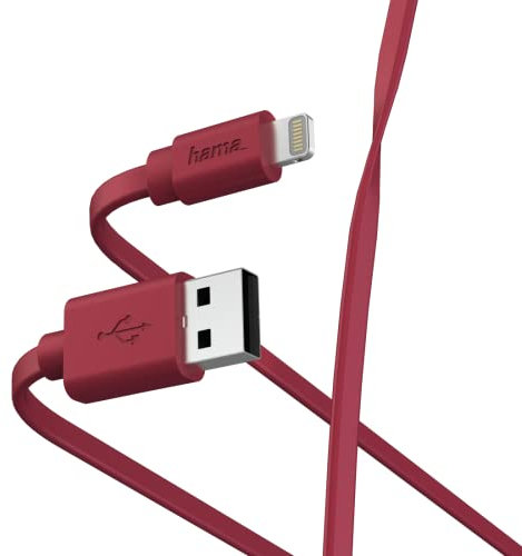 Hama 187233 Lade-/Datenkabel Flat USB-A - Lightning, 1 m, rot