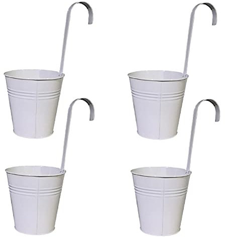 Geschenkestadl Hängetöpfe Ø 14 cm Übertopf Blumentopf 4 Stück (Weiss)