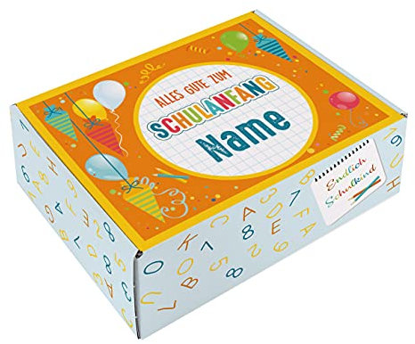 Striefchen® Alles Gute zum Schulanfang - Geschenkverpackung mit Name (Schulanfang, ca. 21,5 cm x 8,5 cm x 15,5 cm (B/H/T))