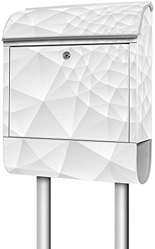 banjado® Briefkasten mit Standfuß Motiv Nautilus - Stand Briefkasten mit Zeitungsfach pulverbeschichtet aus Stahl weiß - Postkasten A4 Einwurf inkl. Montagematerial & 2 Schlüssel