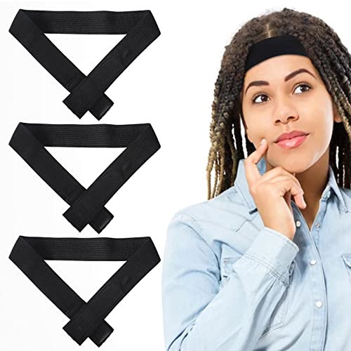 Molain Elastic Band for Fixed Hair Wigs 3 Pieces Black Nylon Edges Bands Anti-slip Durable Edge laying Scarf Adjustable Wig Bands