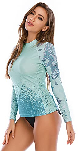 HUGE SPORTS Rash Guard da Donna Protezione Solare Maglia Protettiva a Maniche Lunghe per Nuoto Surf (Alligatore,L)