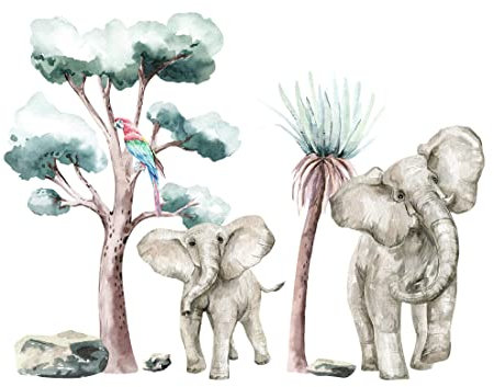 Osomhome | SAVANNA SPIRIT | Wandtattoo Kinderzimmer Wandsticker | Babyzimmer Wanddeko Tapete | Dschungel Selbstklebend Wandbilder | Savanna Tiere Junge Mädchen Wohnzimmer | os4057 190x140 cm