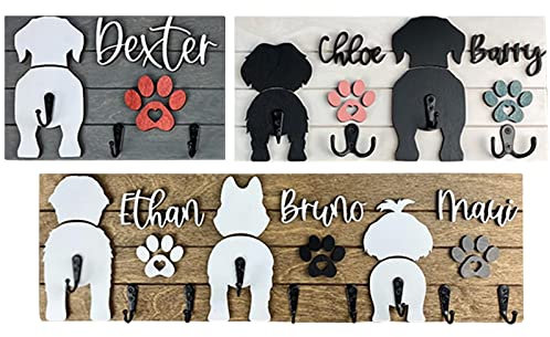 Ozinna Personalisierte Hundeleine-Halter für Wand Hundeleine Schlüsselhalter Individuelle Leinenhalter Wandhalterung für Eingangsbereich Bauernhaus Hundeartikel Aufbewahrungs-Organize (Stil 1)